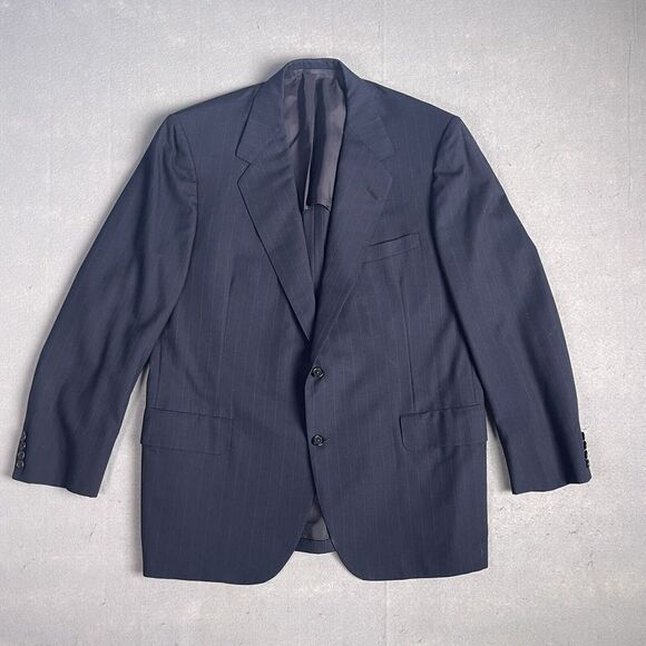 90s Oxxford Clothes Men's‎ Blue Striped 2Btn Single Vent Suit Blazer Jacket 50R